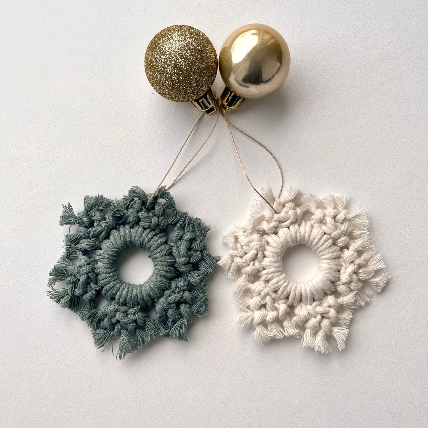 Green Macrame Snowflake Hanging Decoration