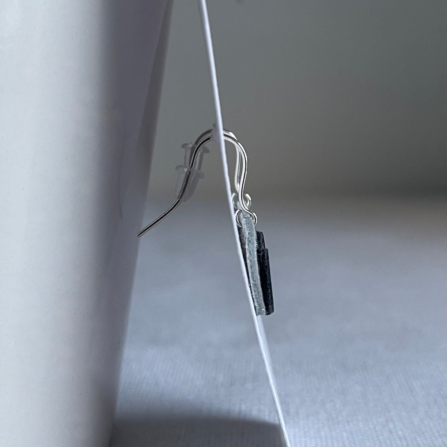 Silver/Navy Petal Leather Drop Earrings