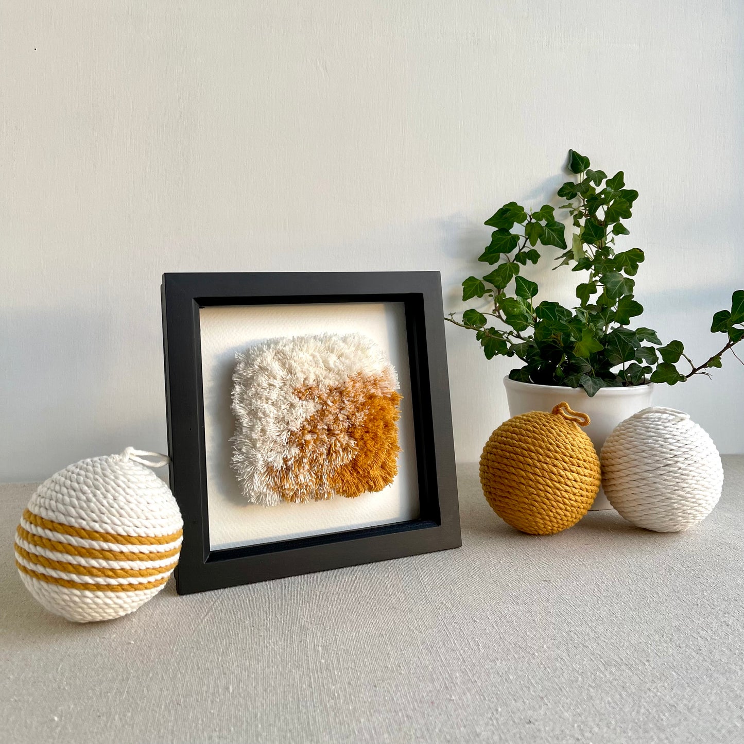Yellow & Cream Decorative Rope Ball Set