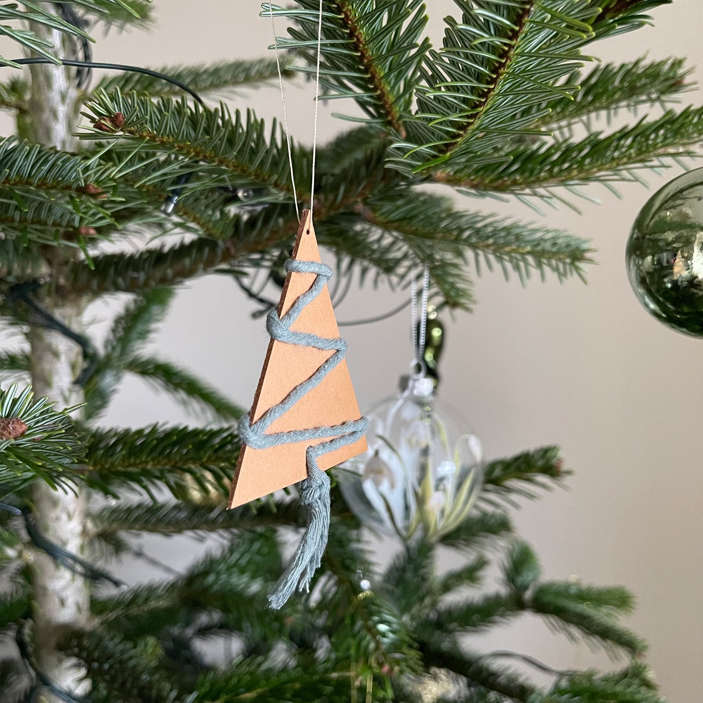 Green Cord Leather Tree Hanging Decoration