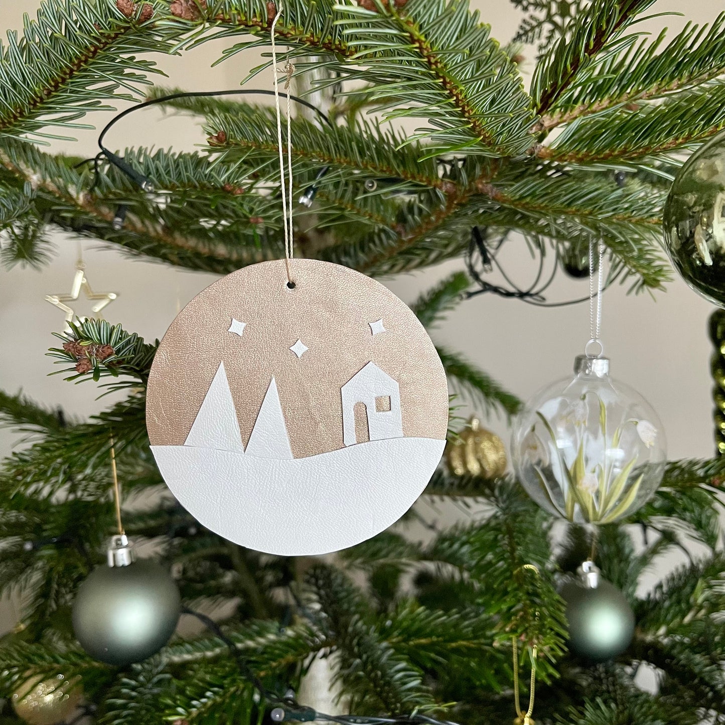 Large Scandi Leather Tree Hanging Decoration