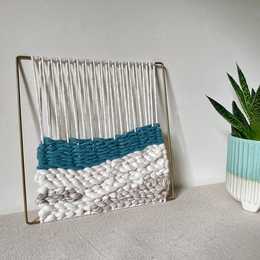 Turquoise and cream coastal design weaving