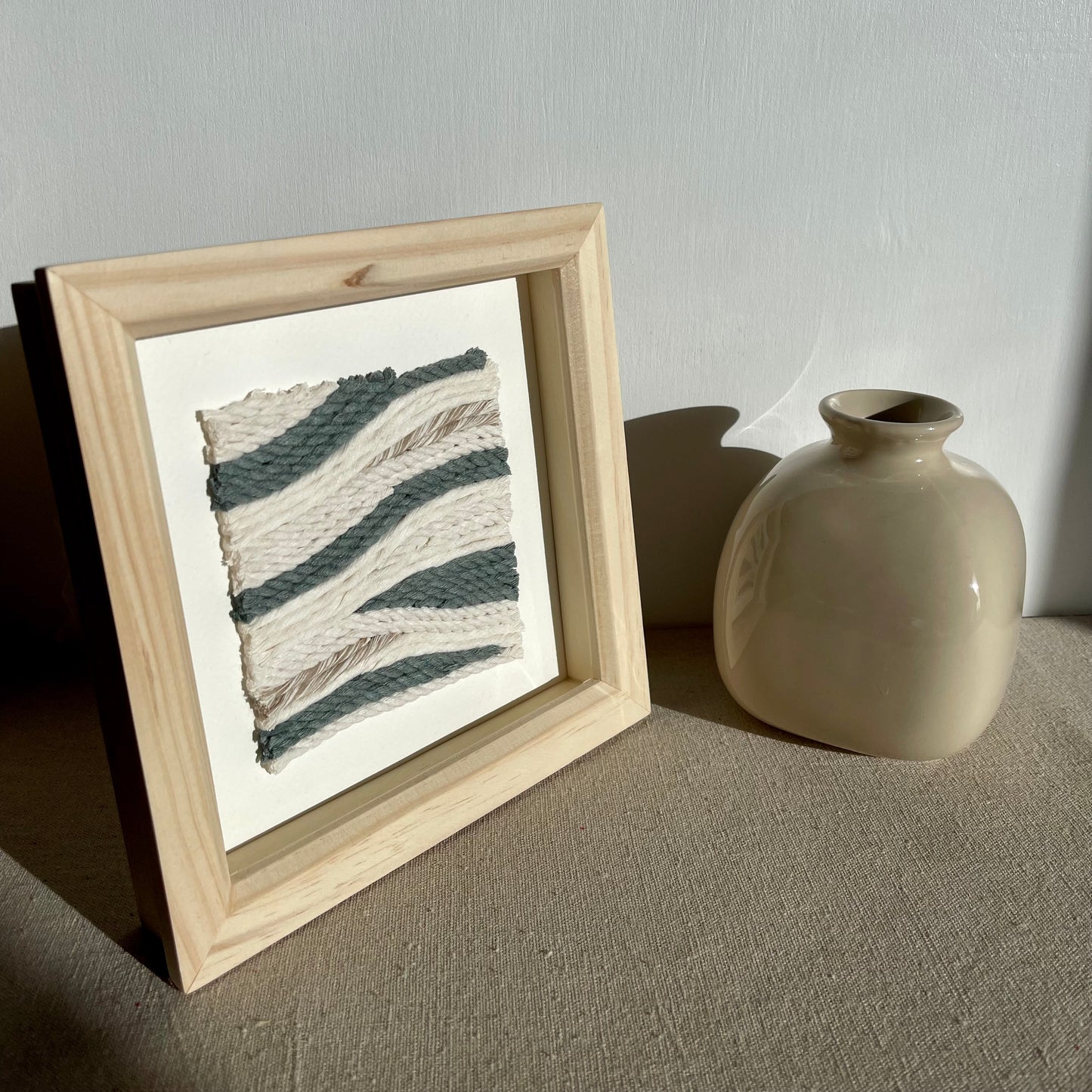 Green and Cream Rope Textile Art