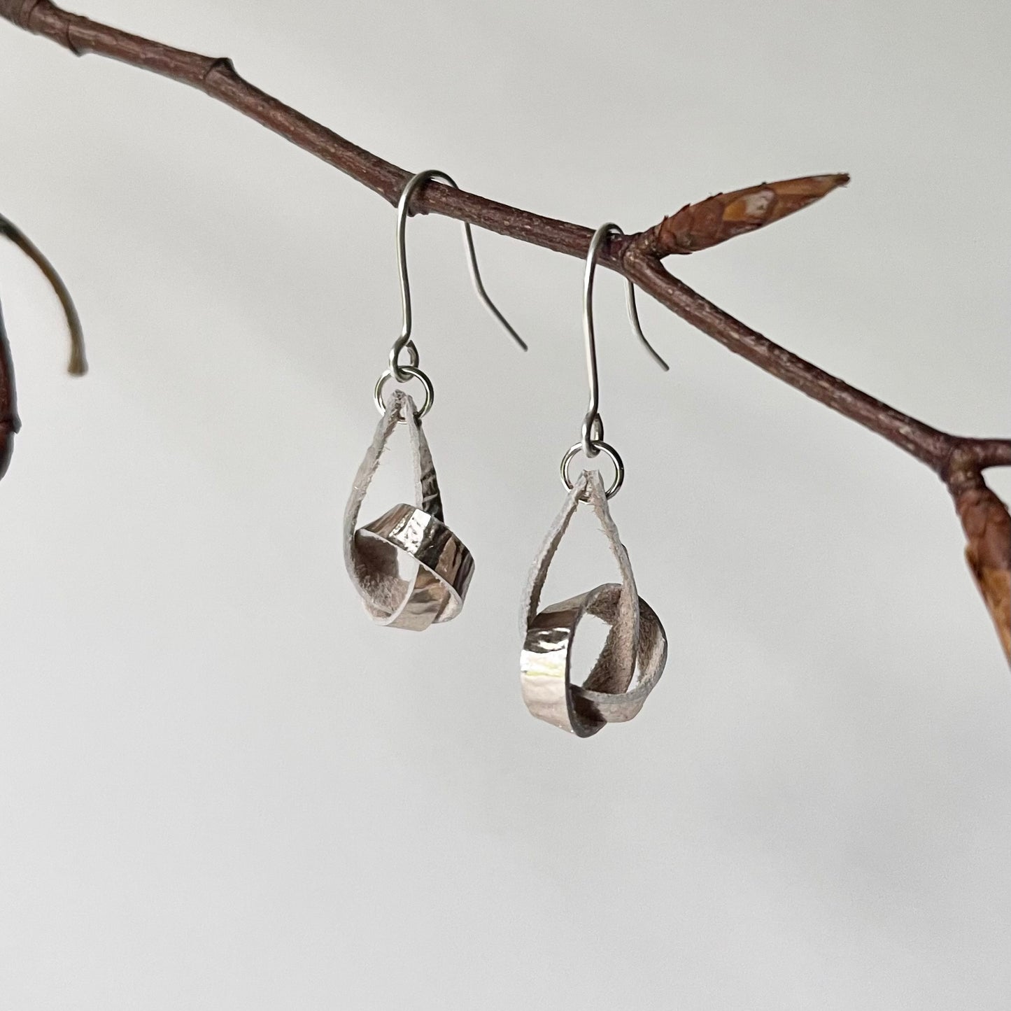 Metallic Knotted Leather Earrings