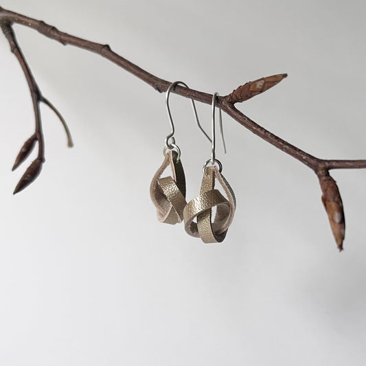 Pearlescent Knotted Leather Earrings