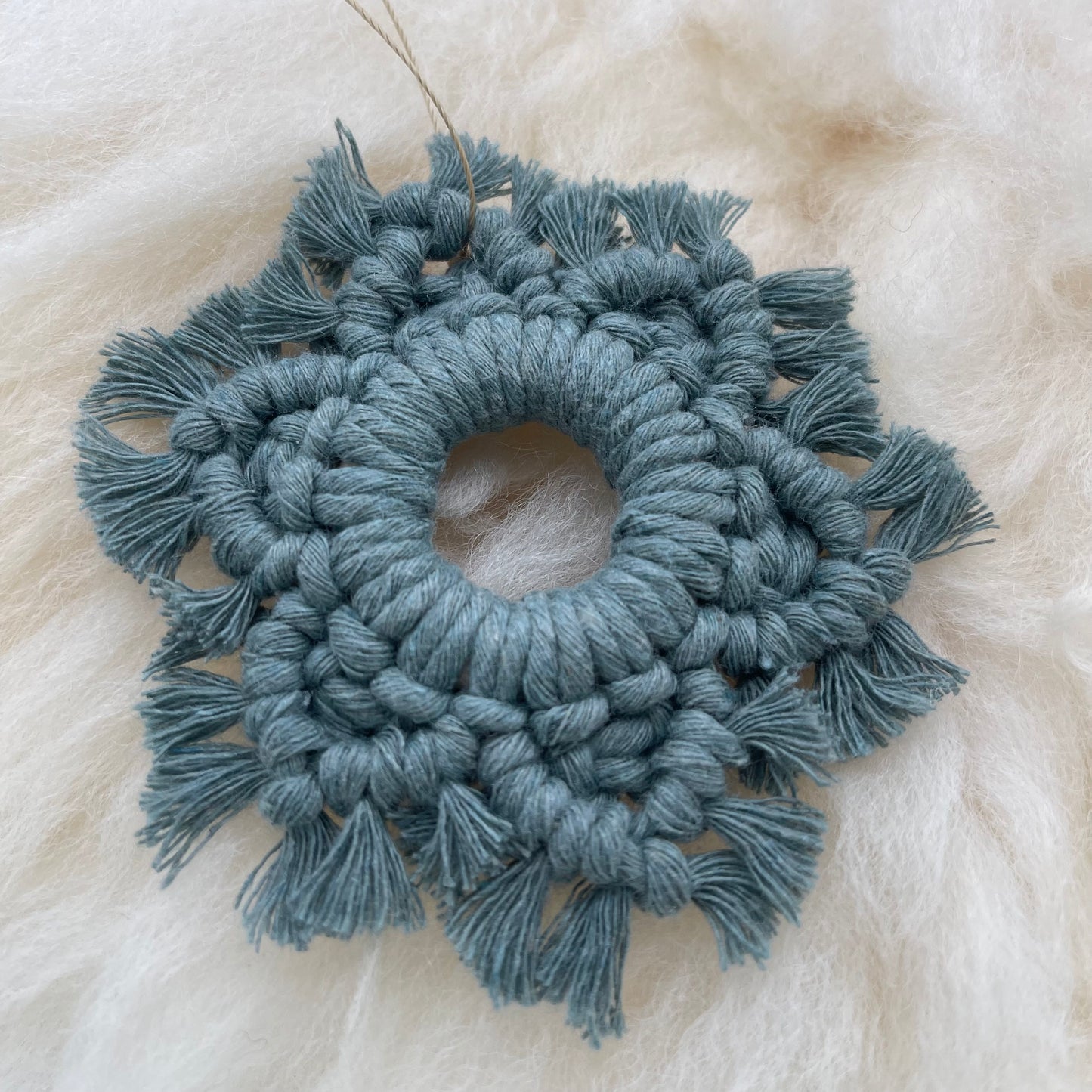 Green Macrame Snowflake Hanging Decoration