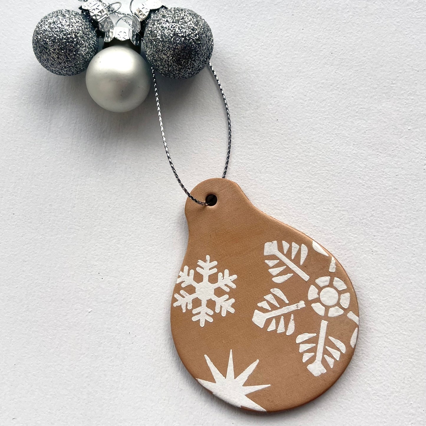 Snowflake Leather Bauble Hanging Decoration