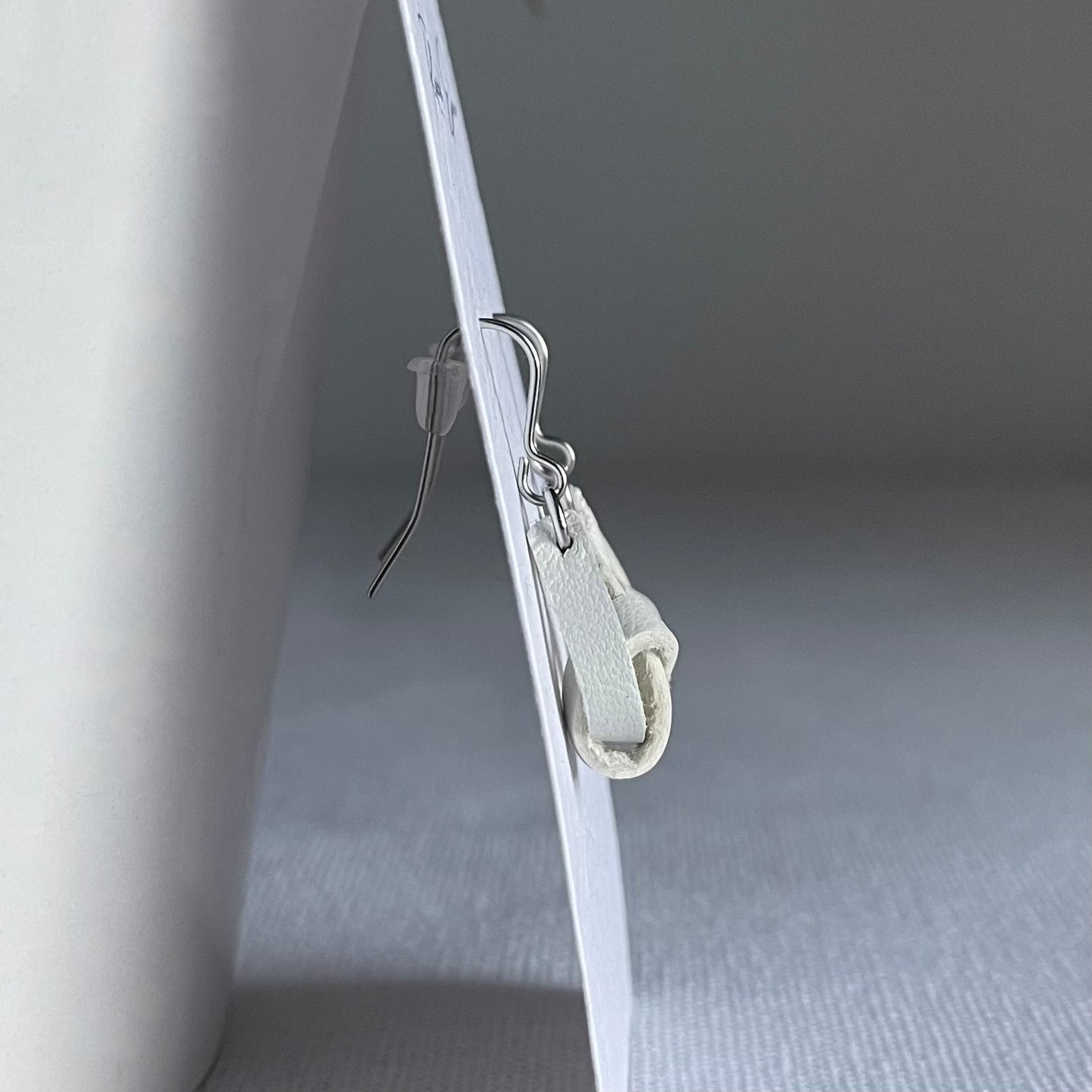 White Knotted Leather Drop Earrings