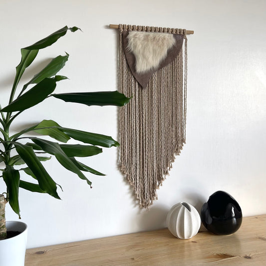 Nordic Leather and Sheepskin Wall Hanging