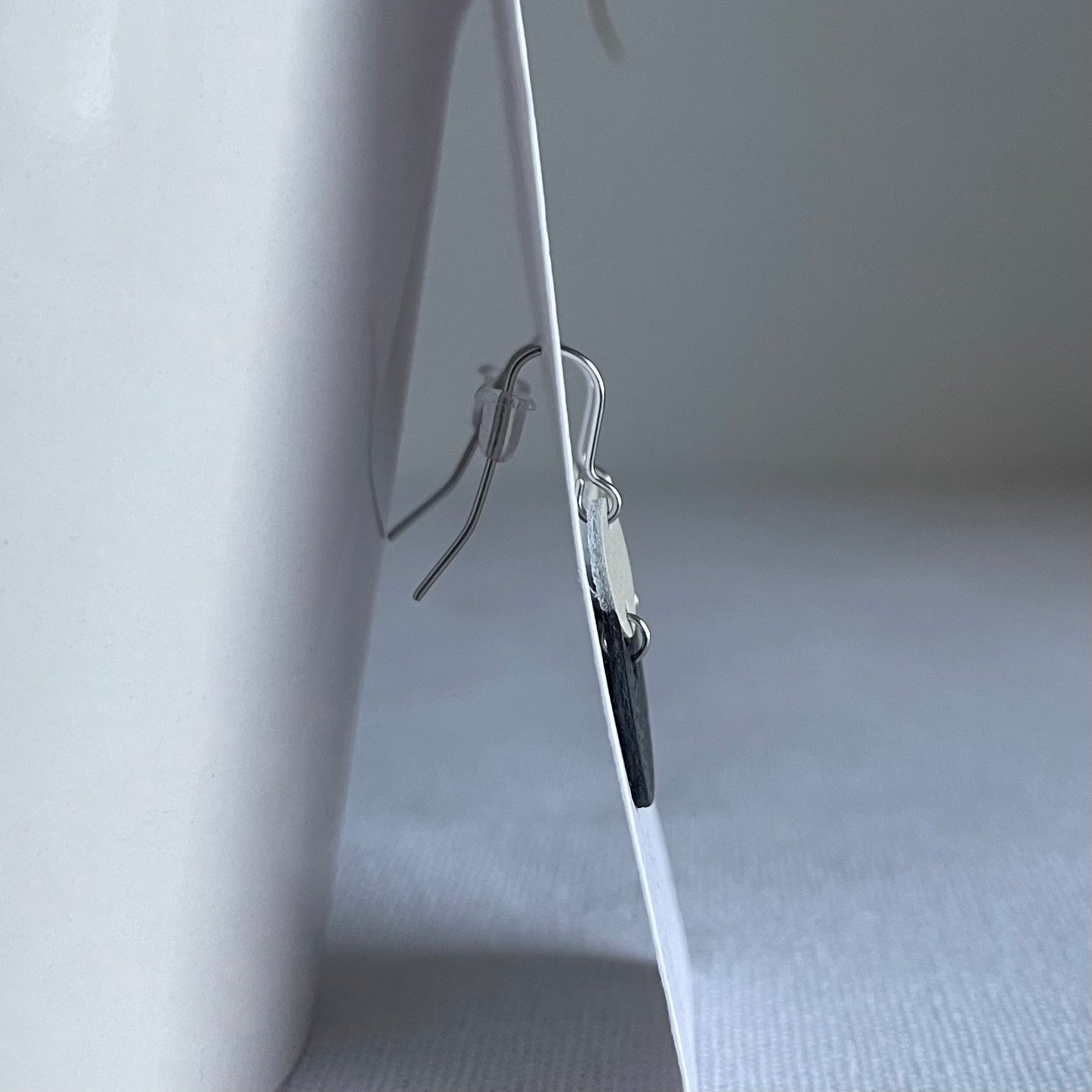 Navy/White Geometric Leather Drop Earrings