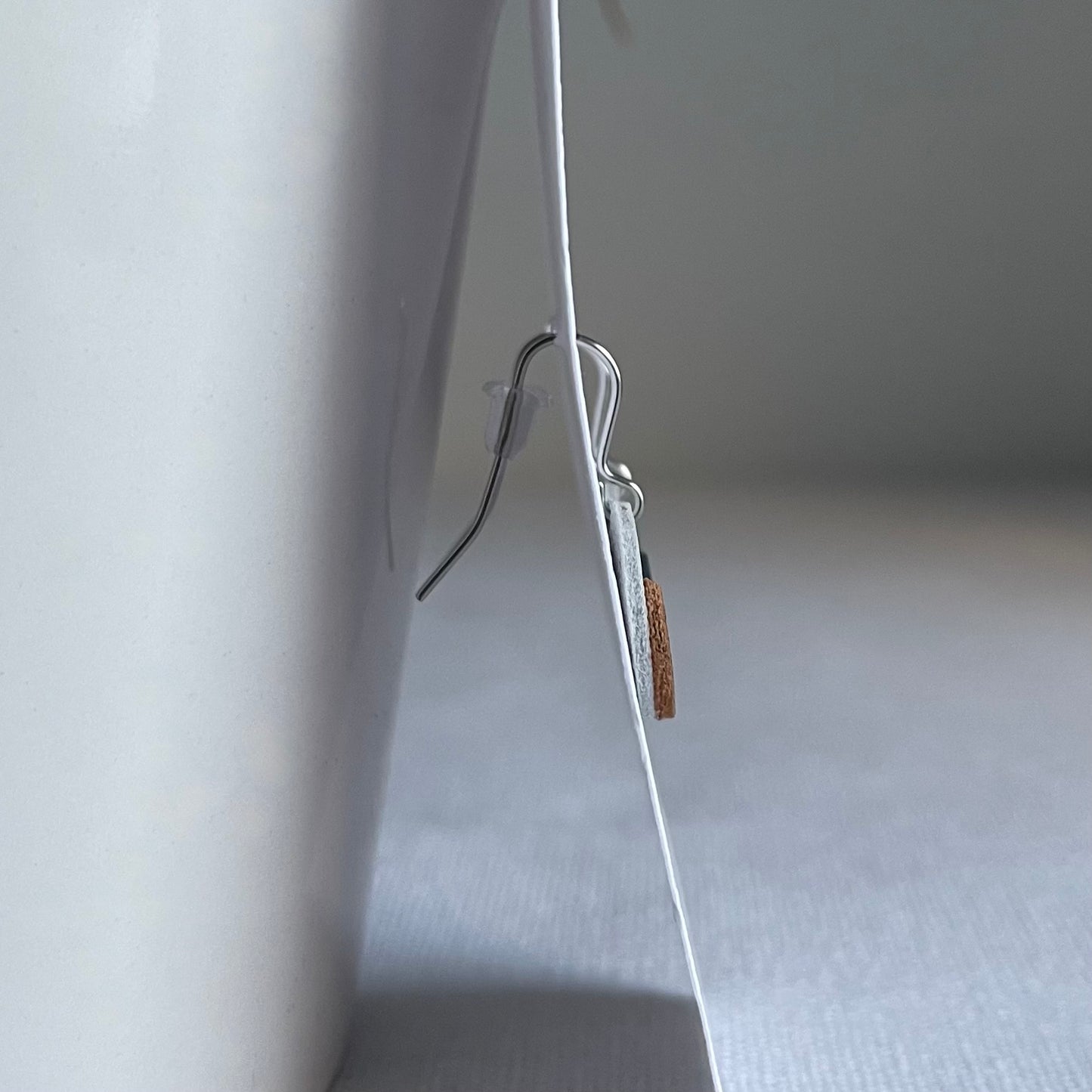 White/Navy/Bronze Petal Leather Drop Earrings