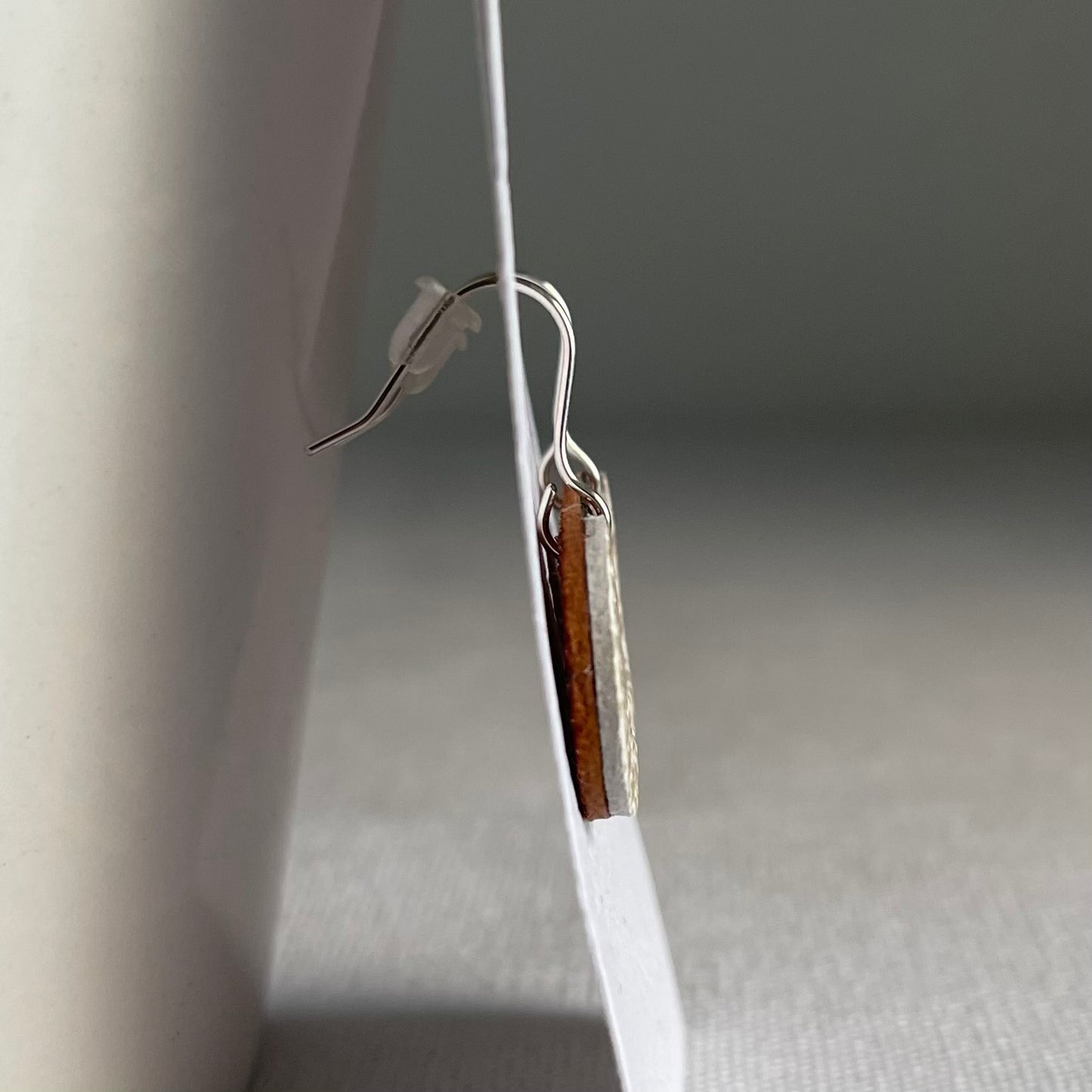 Metallic Bronze Moon Leather Drop Earrings