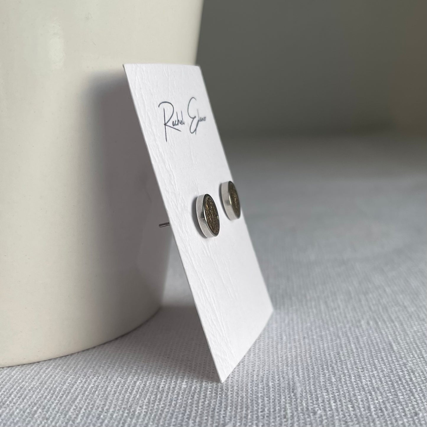 Pearlescent Bronze Leather Stud Earrings