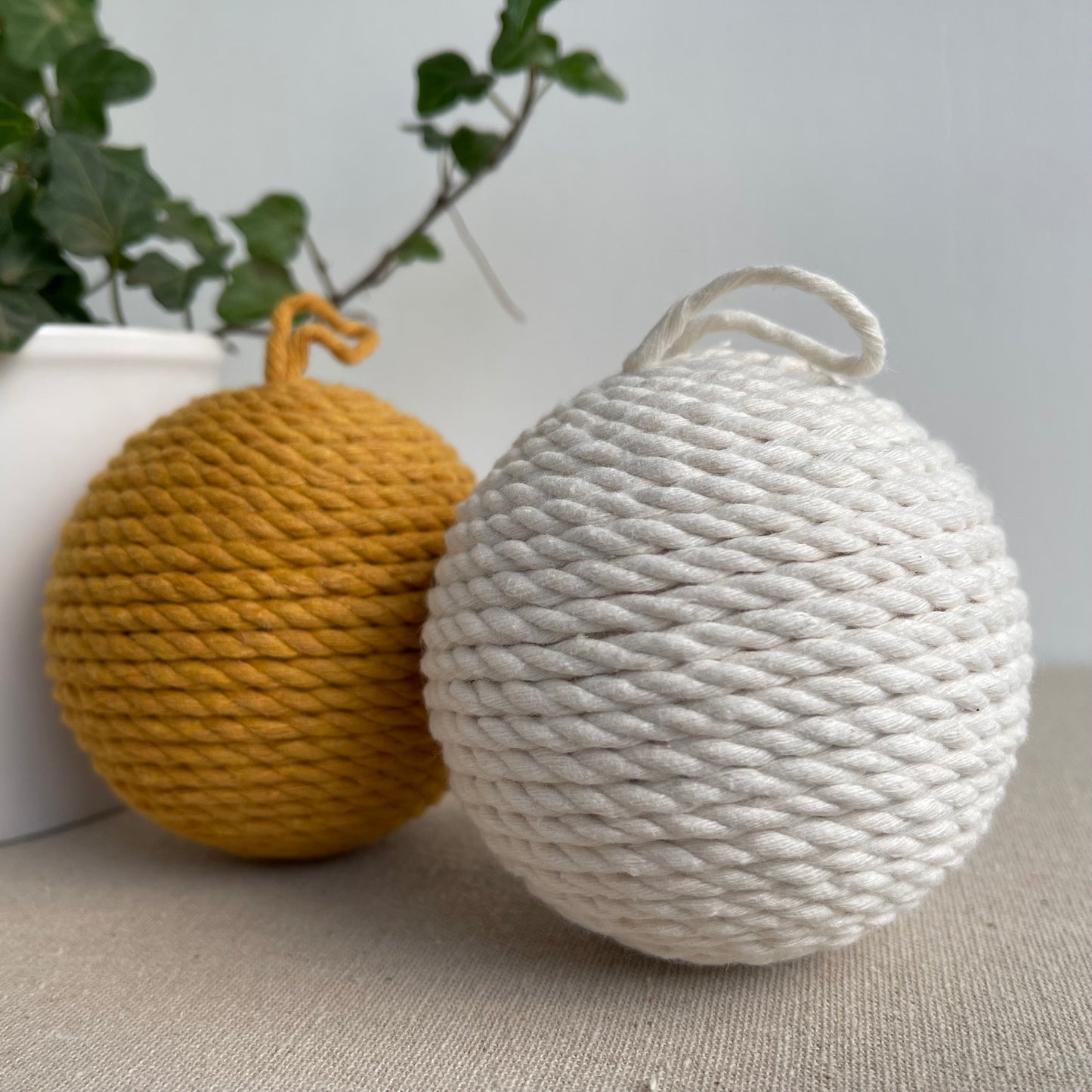 Yellow & Cream Decorative Rope Ball Set