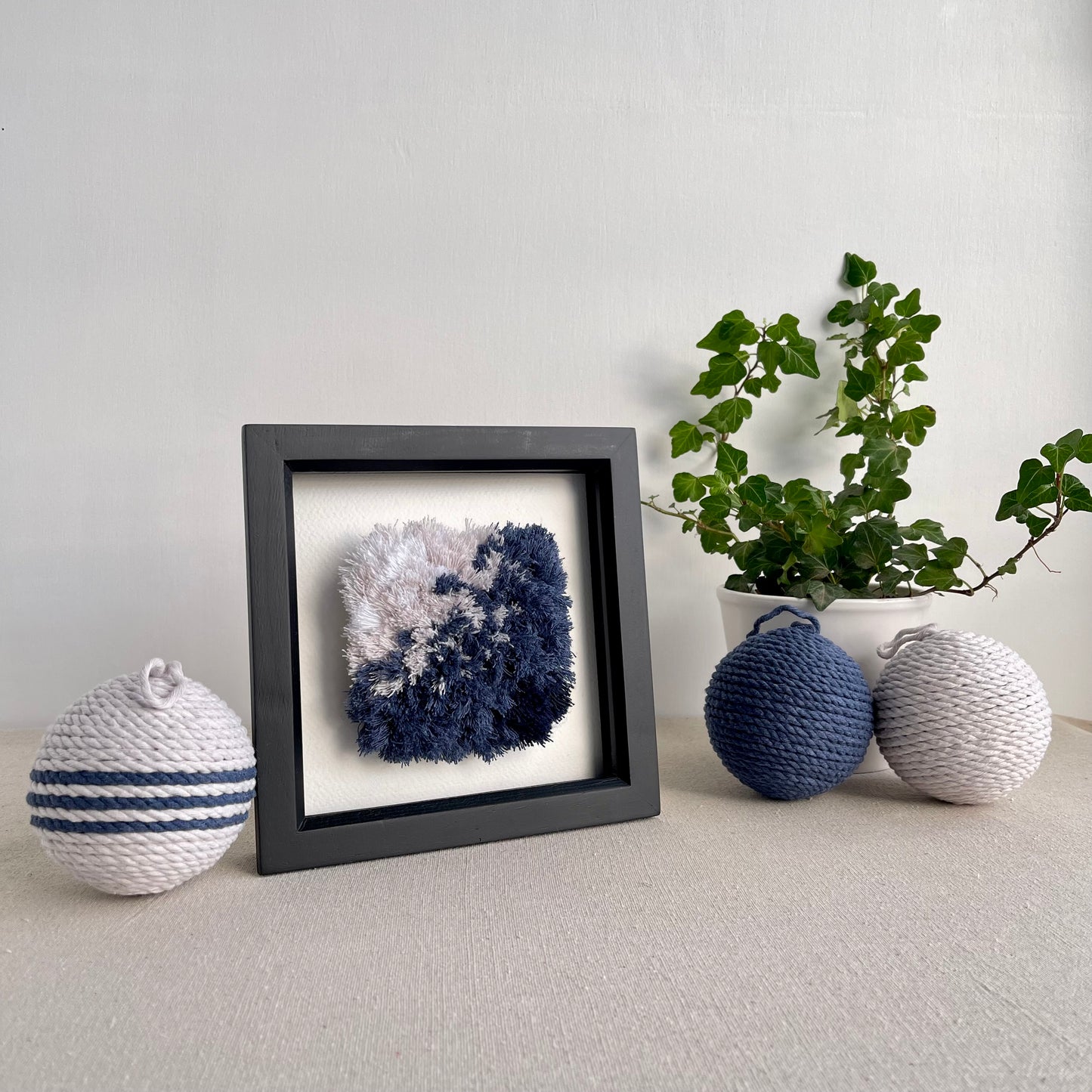 Navy and Light Grey Decorative Rope Ball Set