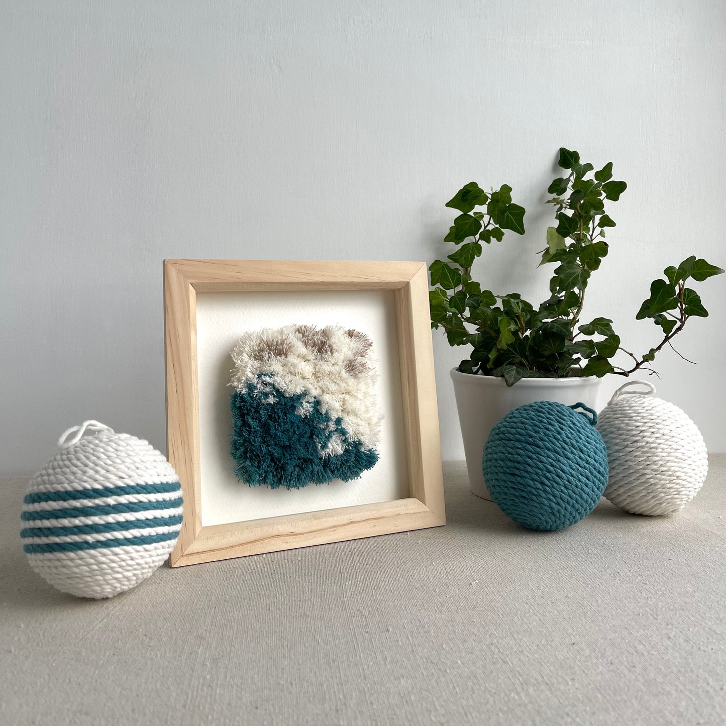 Teal & Cream Decorative Rope Ball Set