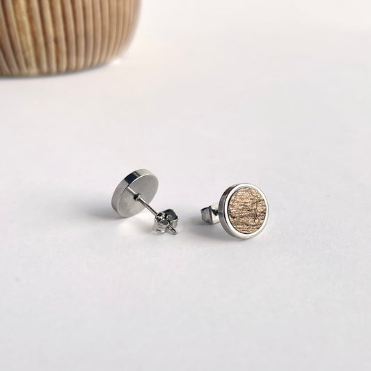 Pearlescent Bronze Leather Stud Earrings