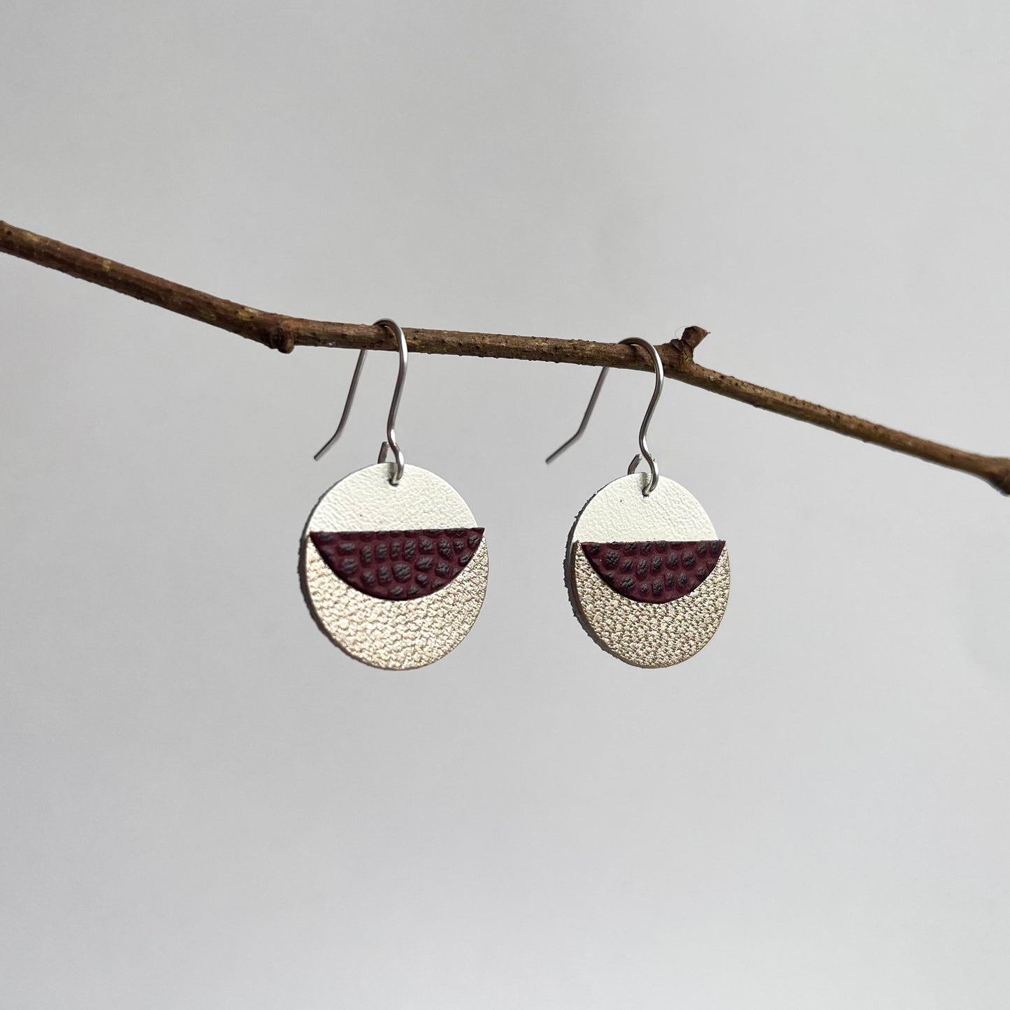 Curved Geometric Leather Earrings