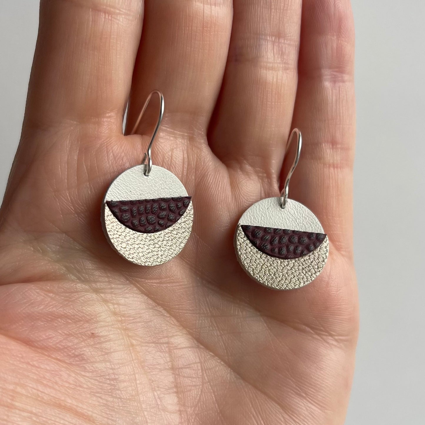 Curved Geometric Leather Earrings