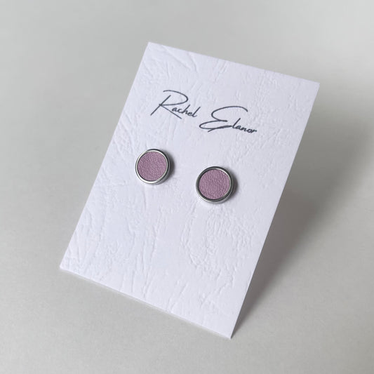 Lilac Leather Stud Earrings