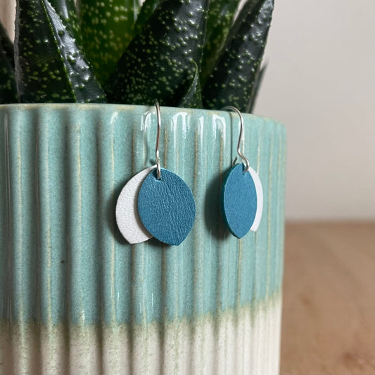 Blue Petal Leather Earrings