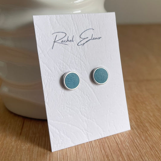 Turquoise Leather Stud Earrings