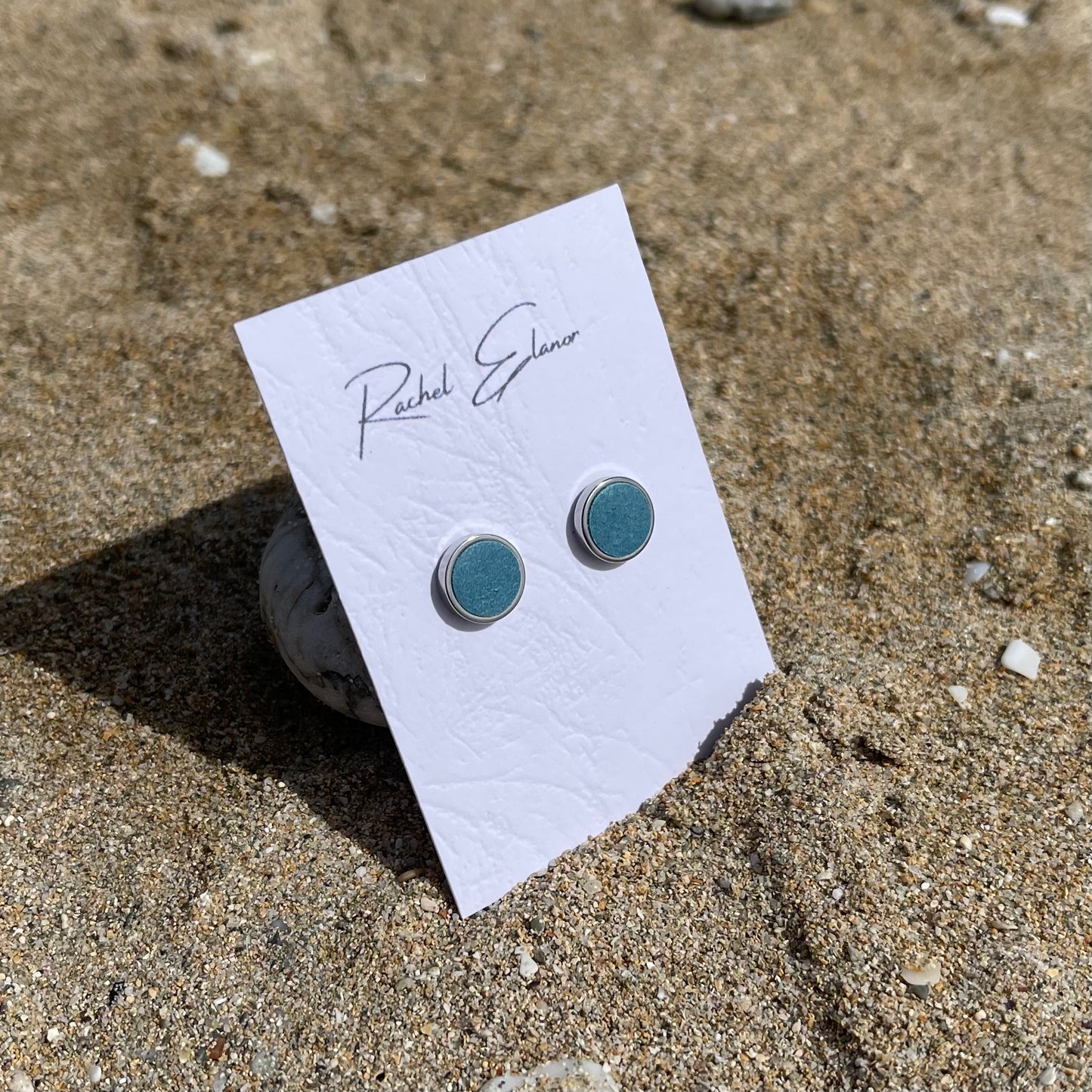 Turquoise Leather Stud Earrings