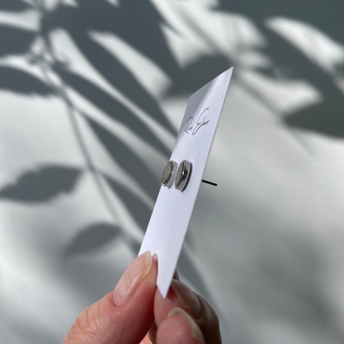 Metallic Pewter Leather Stud Earrings