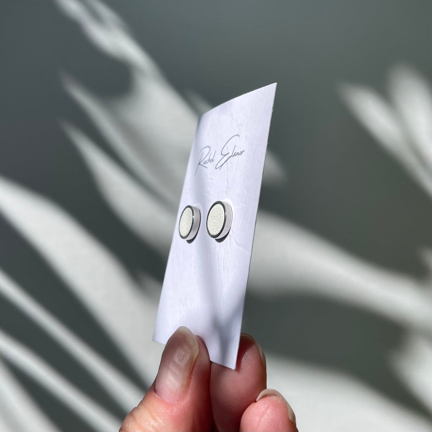 White Leather Stud Earrings