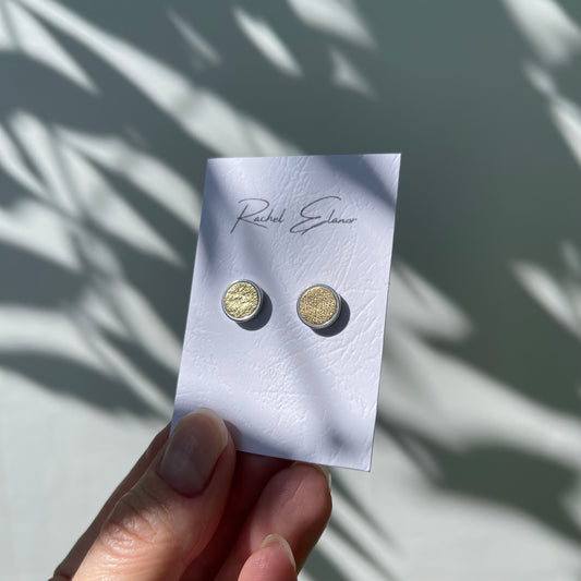 Metallic Gold Leather Stud Earrings