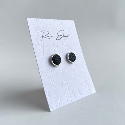 Black Leather Stud Earrings