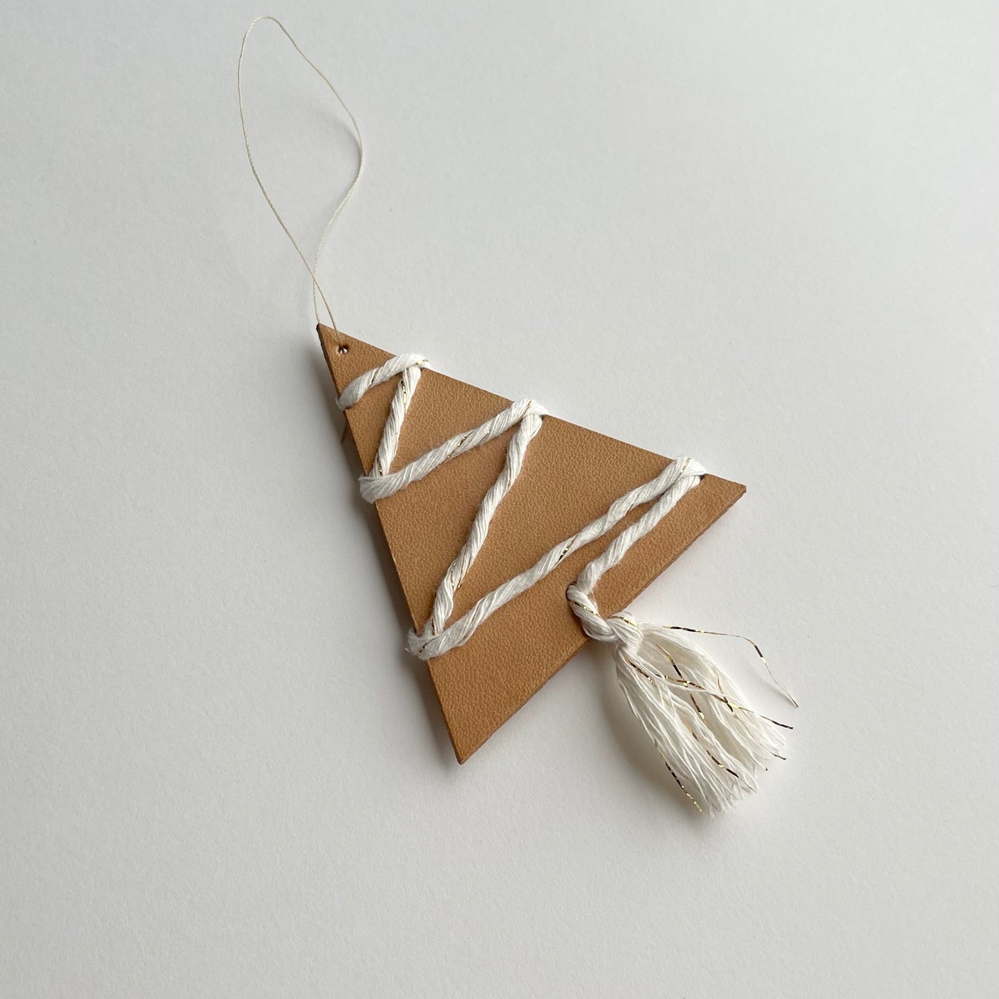 Cream Sparkle Cord Tree Hanging Decoration