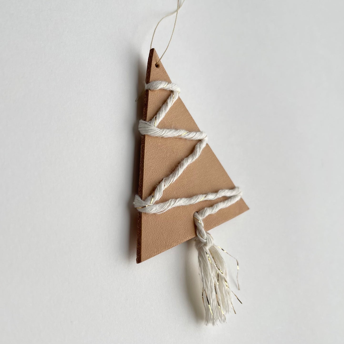 Cream Sparkle Cord Tree Hanging Decoration