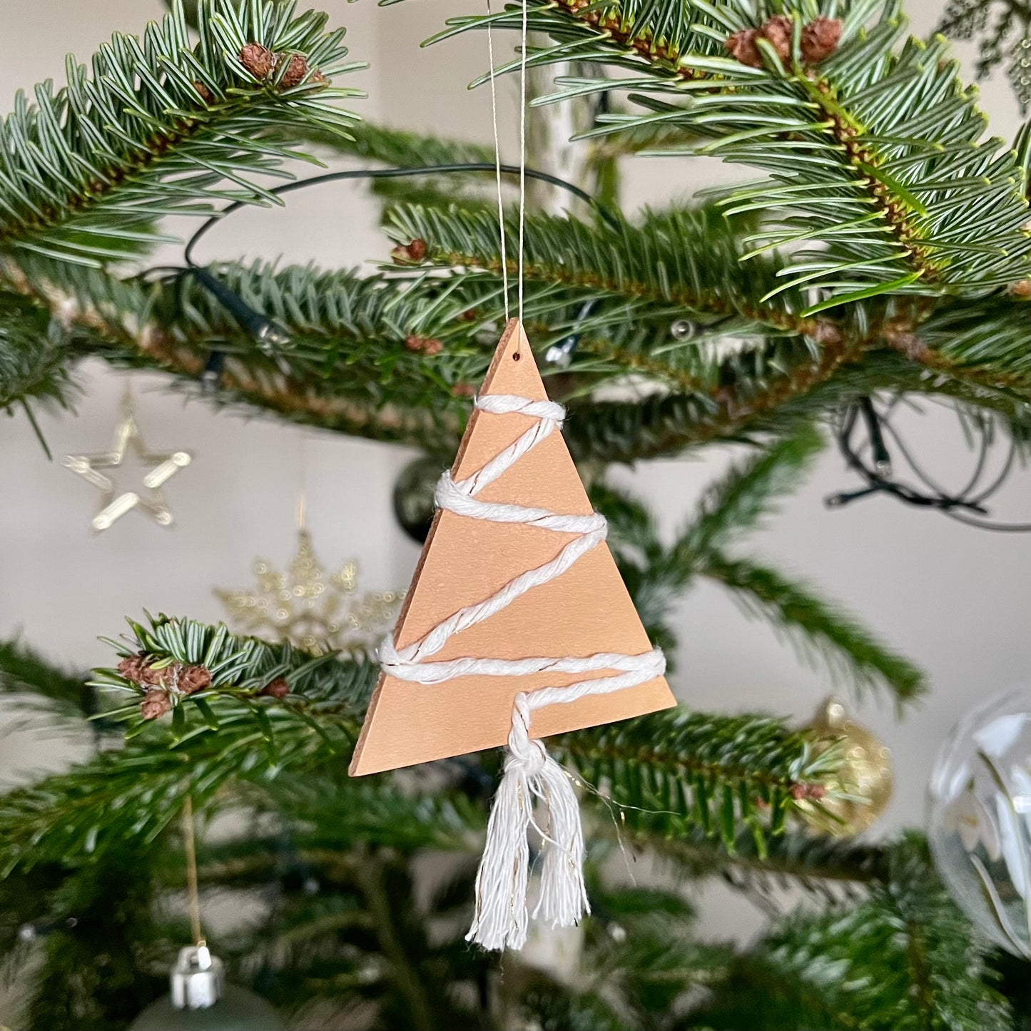 Cream Sparkle Cord Tree Hanging Decoration