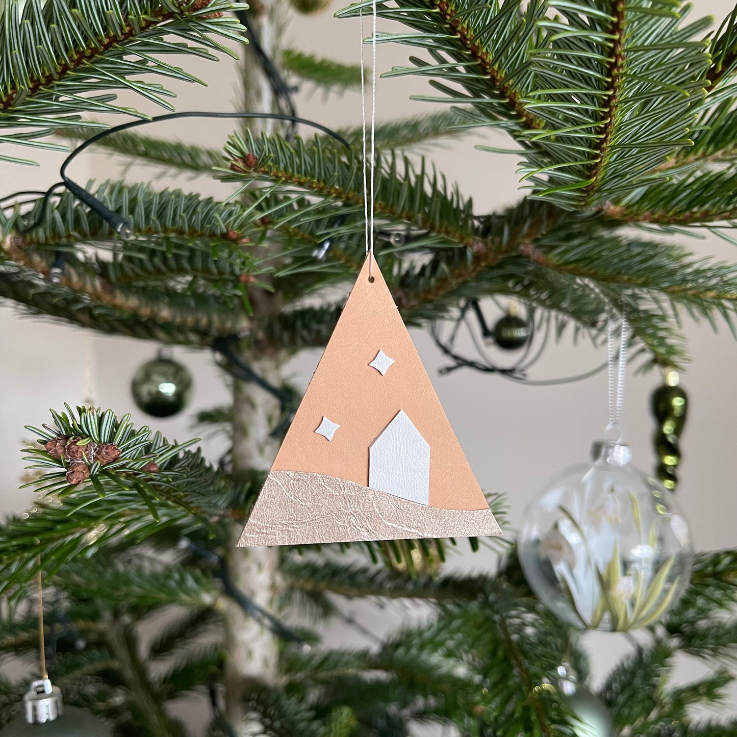 Scandi Leather Tree Hanging Decoration