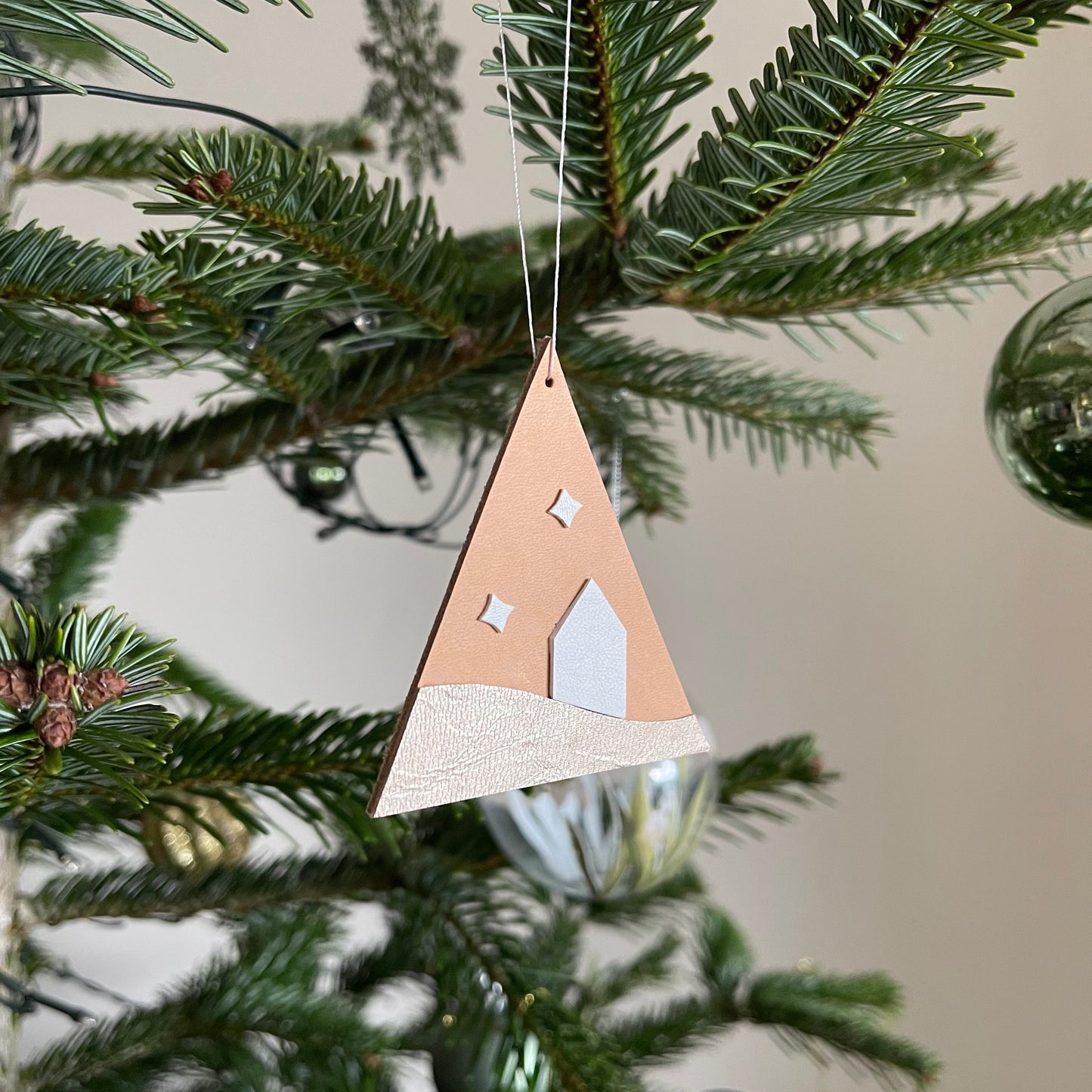 Scandi Leather Tree Hanging Decoration