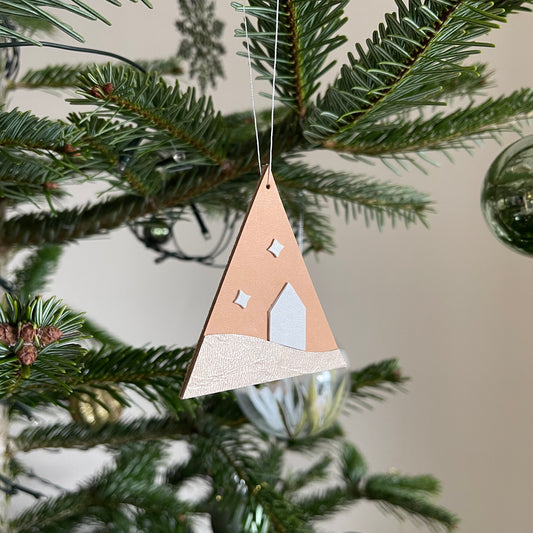 Scandi Leather Tree Hanging Decoration