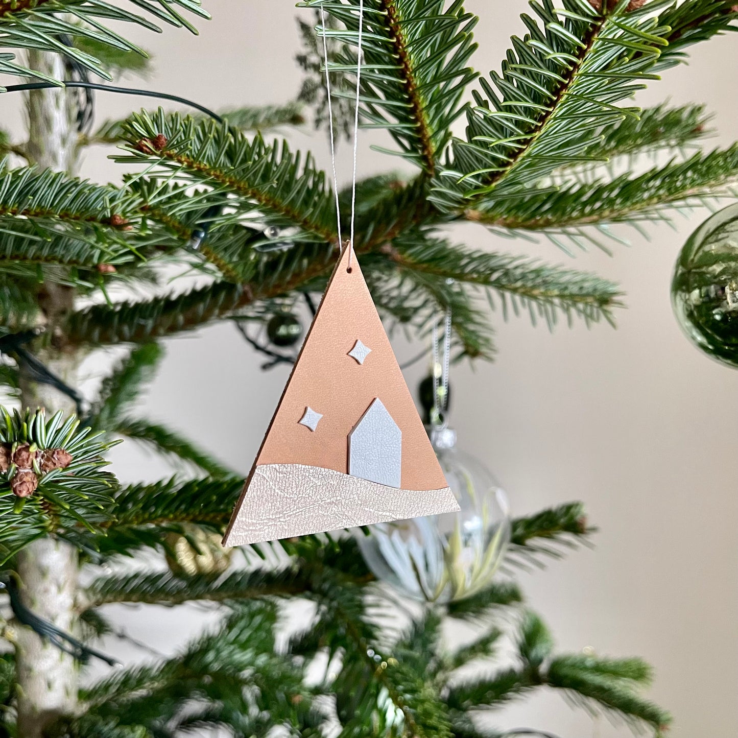 Scandi Leather Tree Hanging Decoration