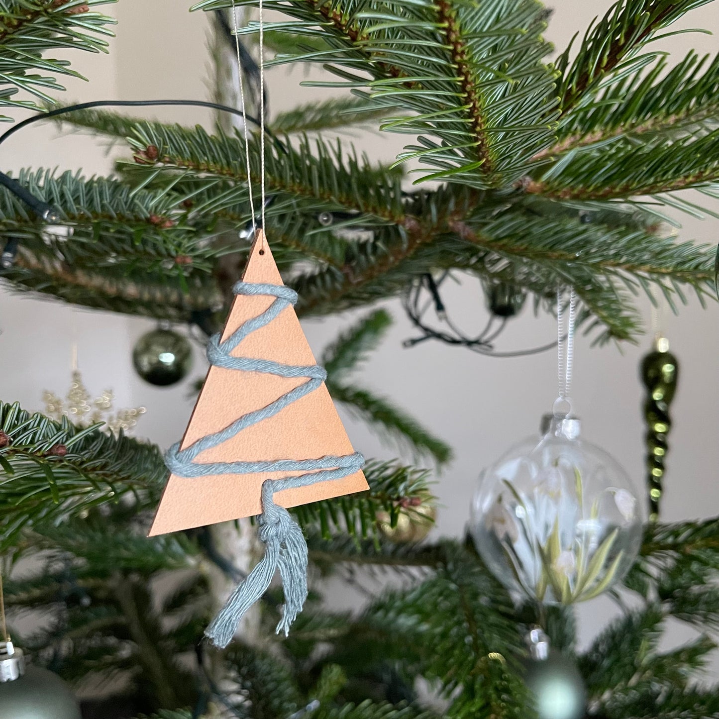 Green Cord Leather Tree Hanging Decoration