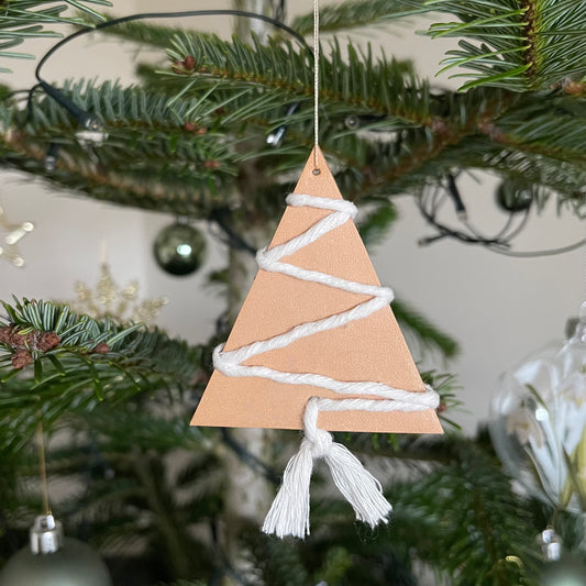 White Cord Leather Tree Hanging Decoration