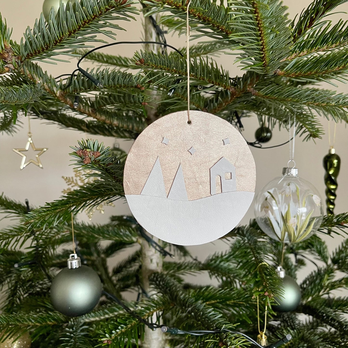 Large Scandi Leather Tree Hanging Decoration