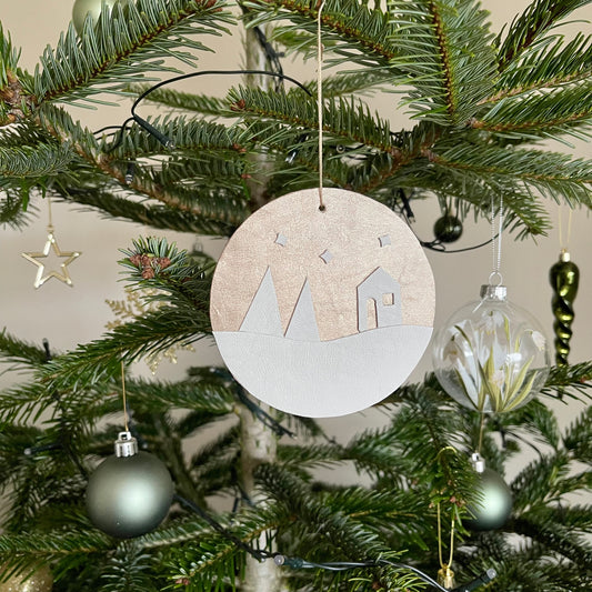 Large Scandi Leather Tree Hanging Decoration
