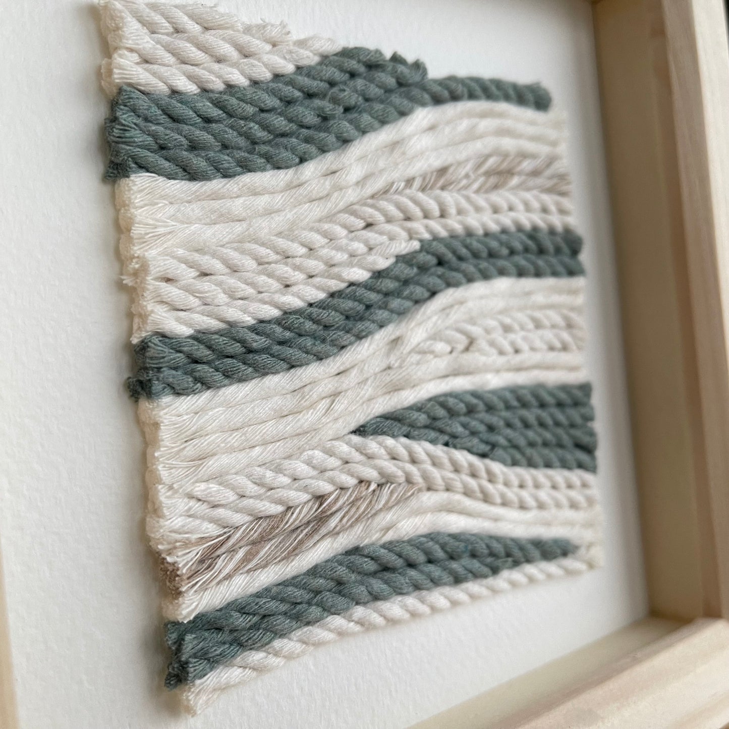 Green and Cream Rope Textile Art