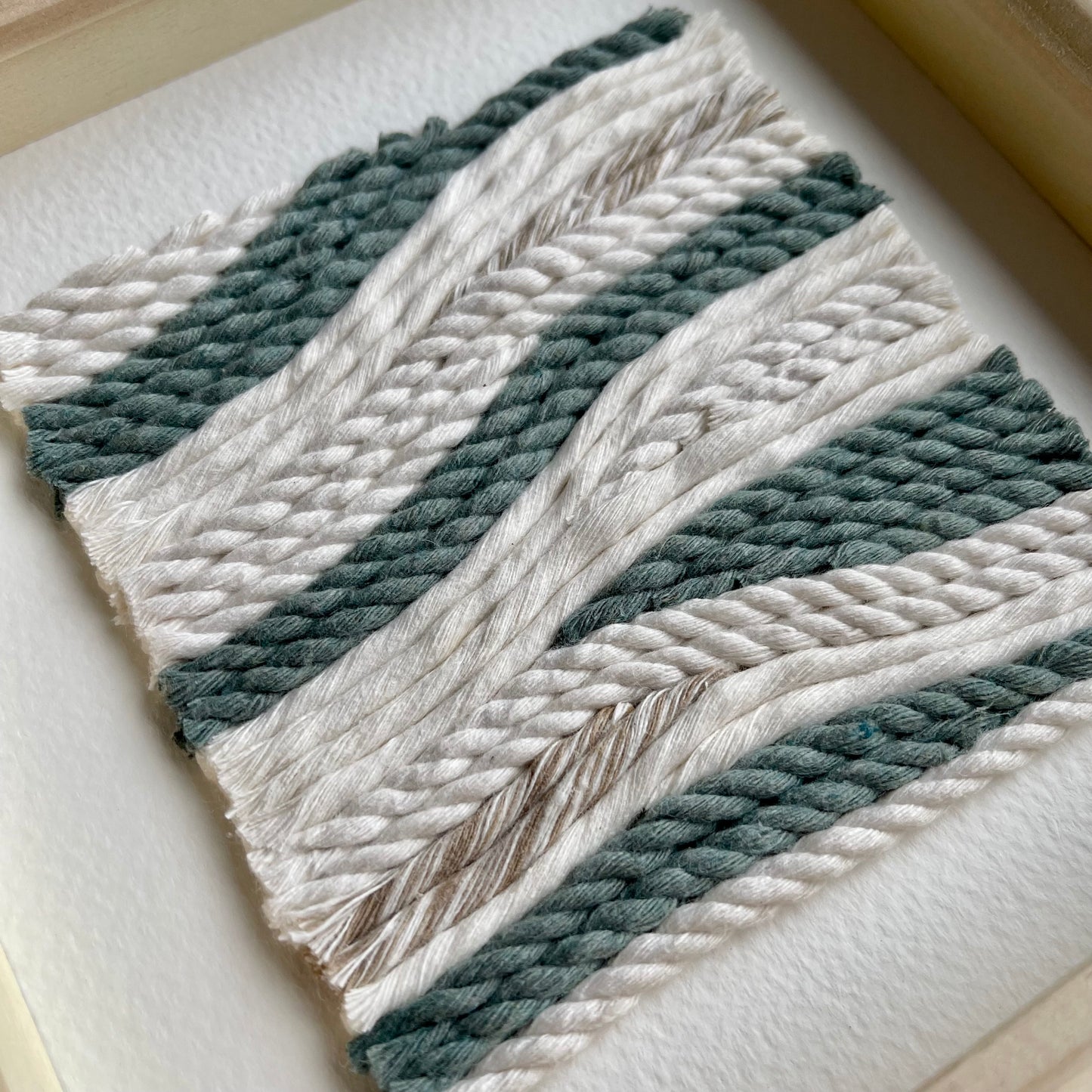 Green and Cream Rope Textile Art
