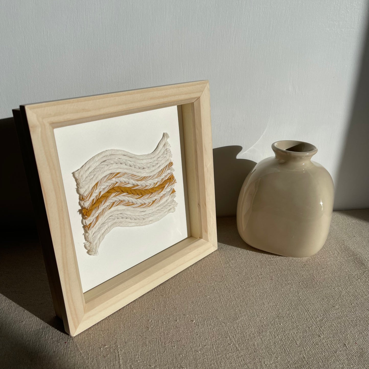 Yellow and Cream Rope Textile Art