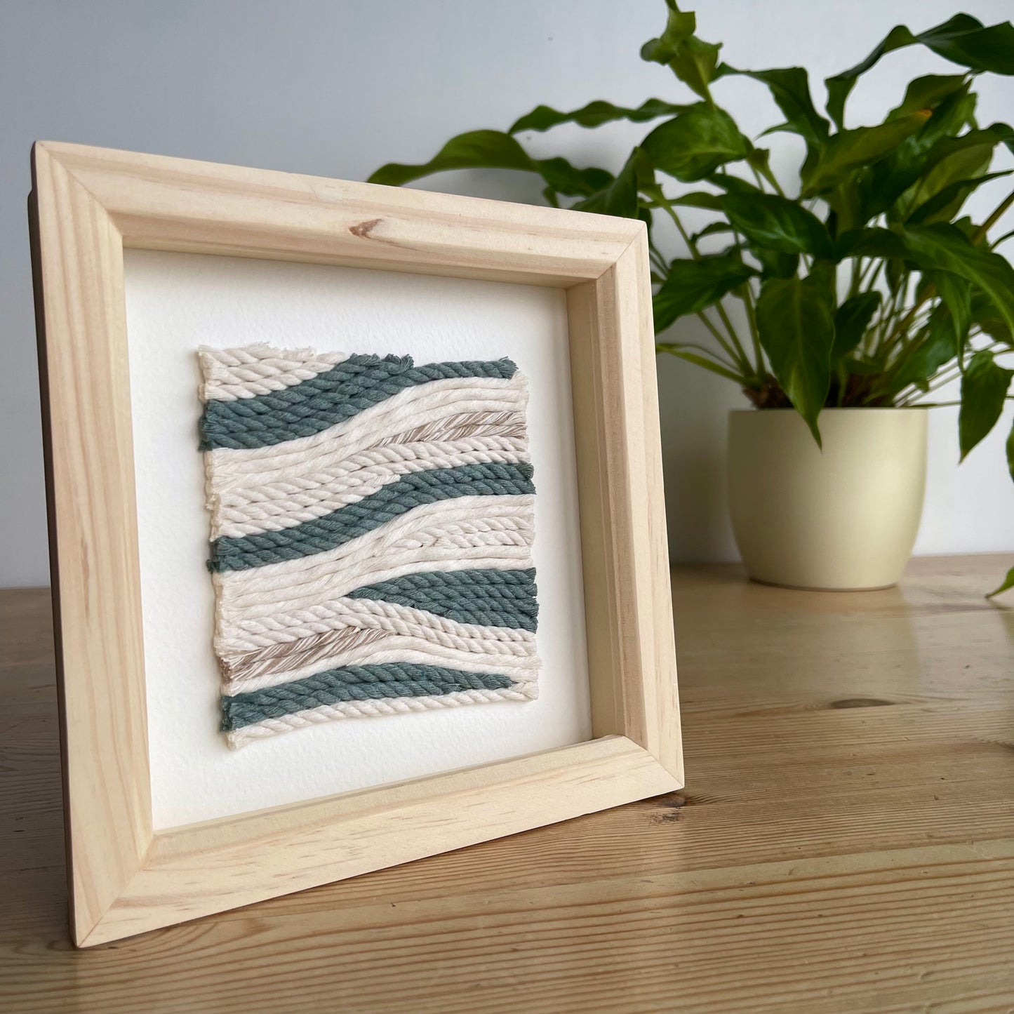 Green and Cream Rope Textile Art