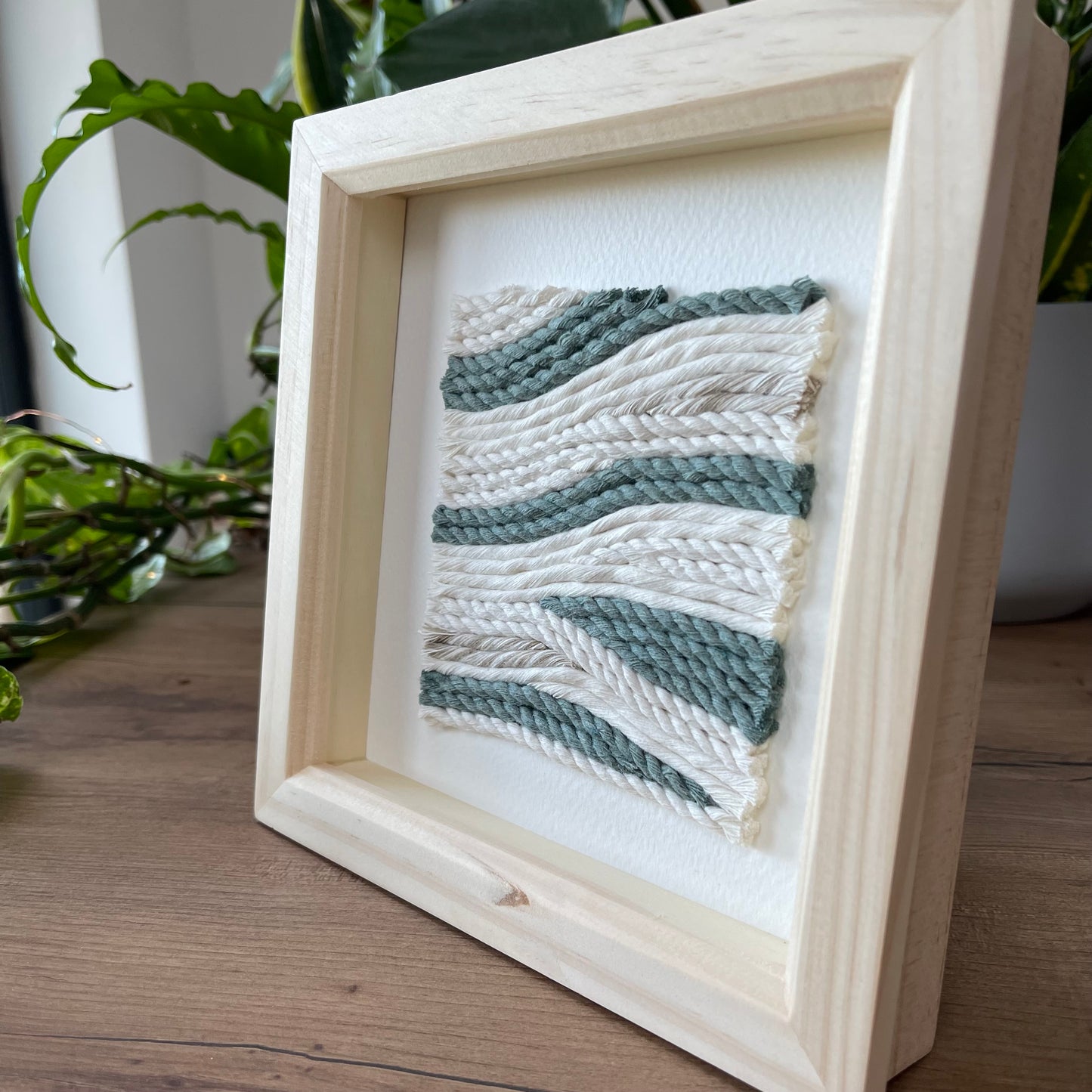 Green and Cream Rope Textile Art