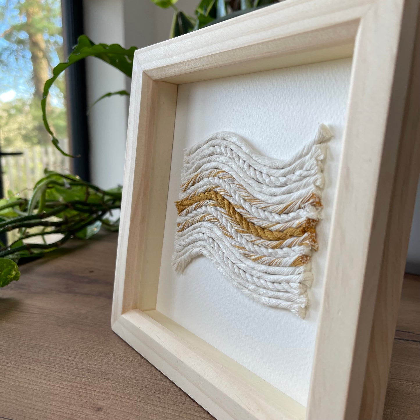 Yellow and Cream Rope Textile Art