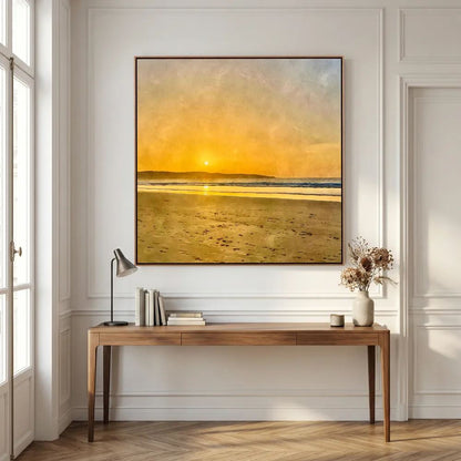 Sunset at Hayle Towans Square Canvas