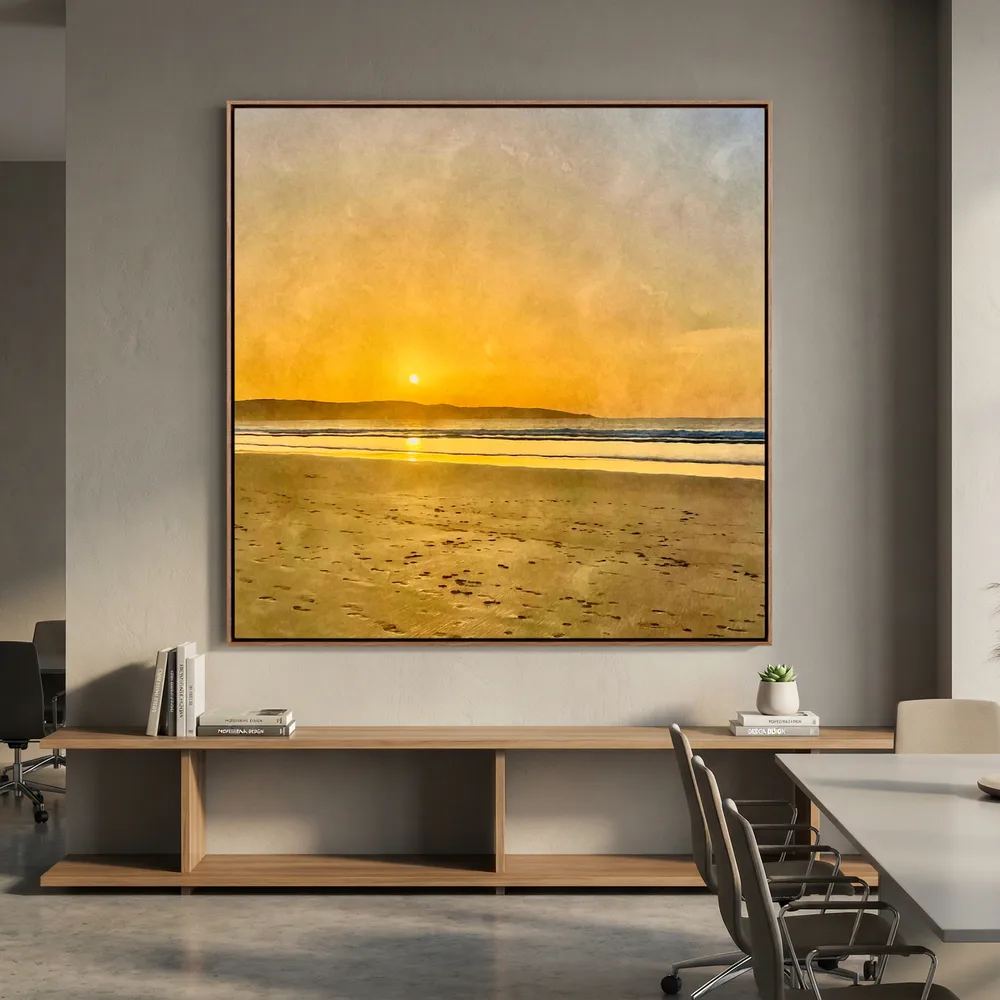 Sunset at Hayle Towans Square Canvas